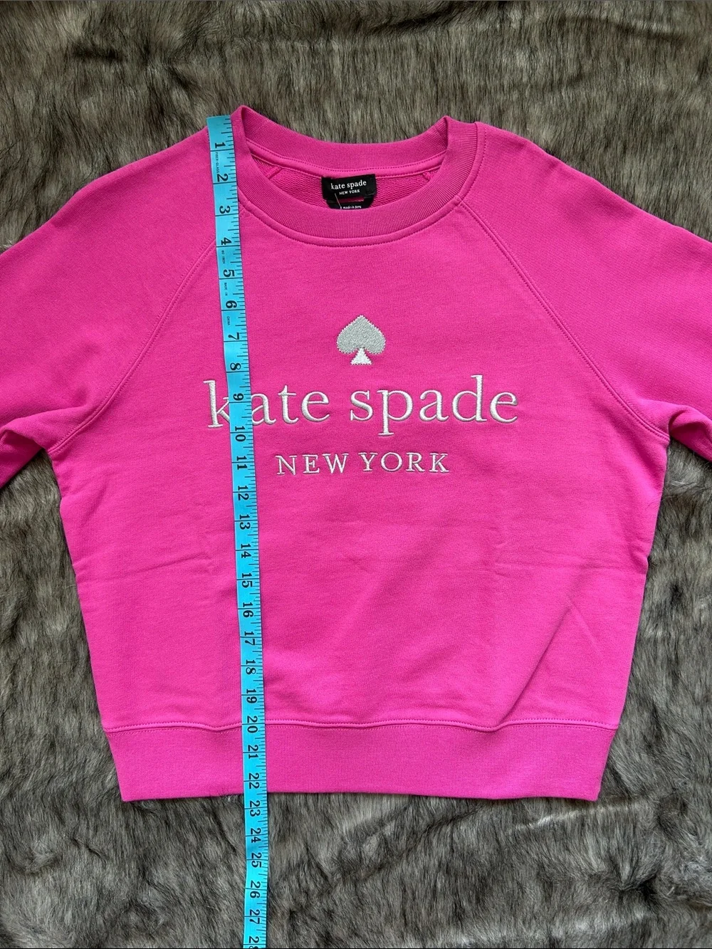 NWT Kate Spade New York Embroidered Logo Sweatshirt Hot Pink Small